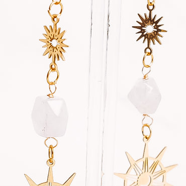 Crystal Sun Compass Dangle Earrings