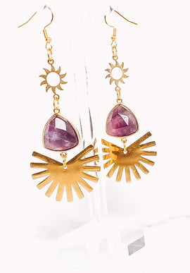 Crystal Abstract Sun Dangle Earrings