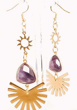 Crystal Abstract Sun Dangle Earrings