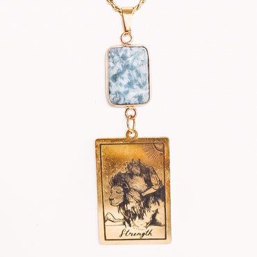 Crystal Rectangle Tarot Card Pendant Necklace