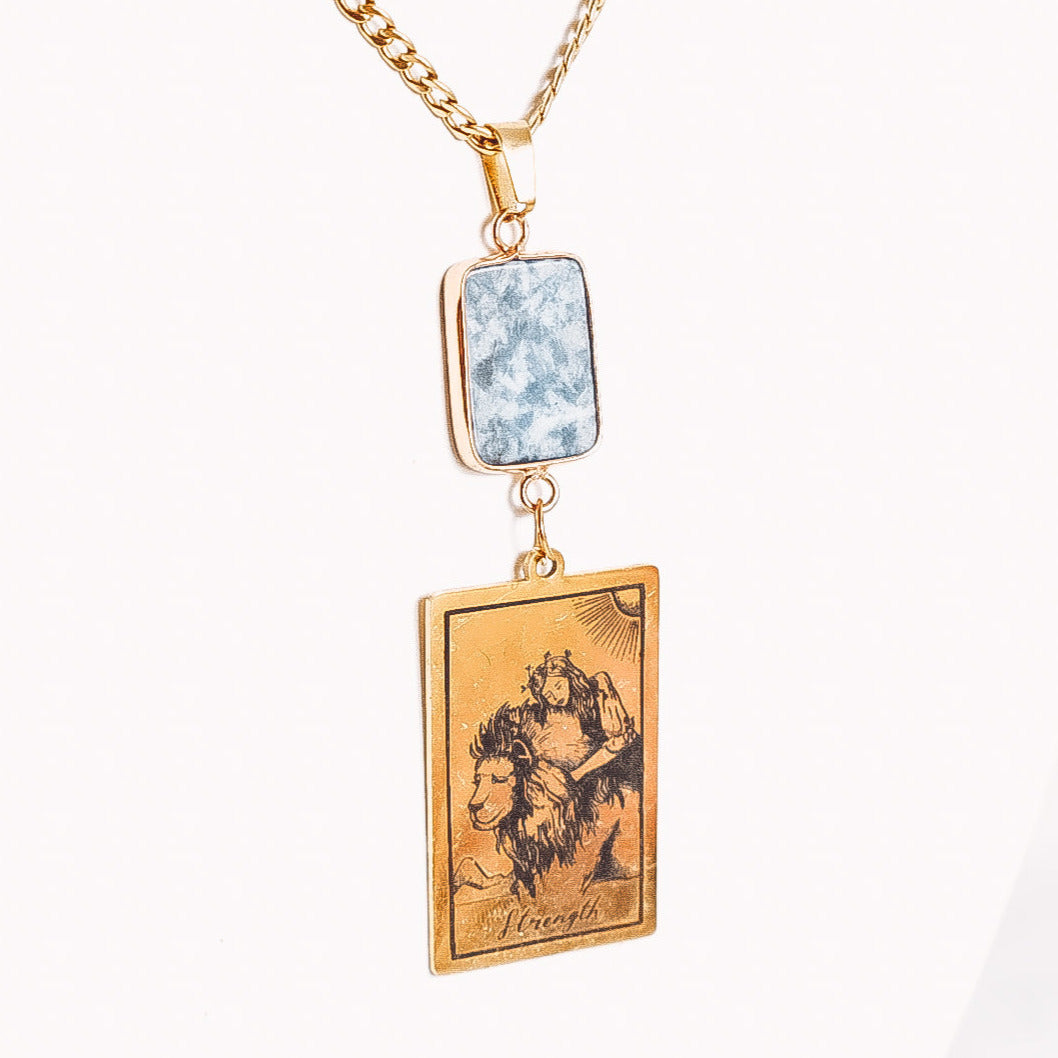 Crystal Rectangle Tarot Card Pendant Necklace