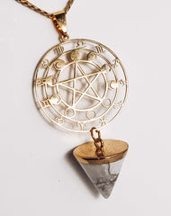 Crystal Cone Zodiac Moon Phase Statement Necklace