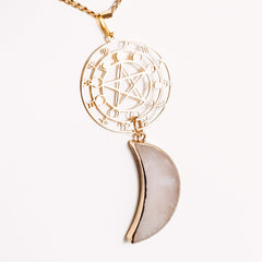 Large Moon Crystal Zodiac Moon Phase Statement Necklace
