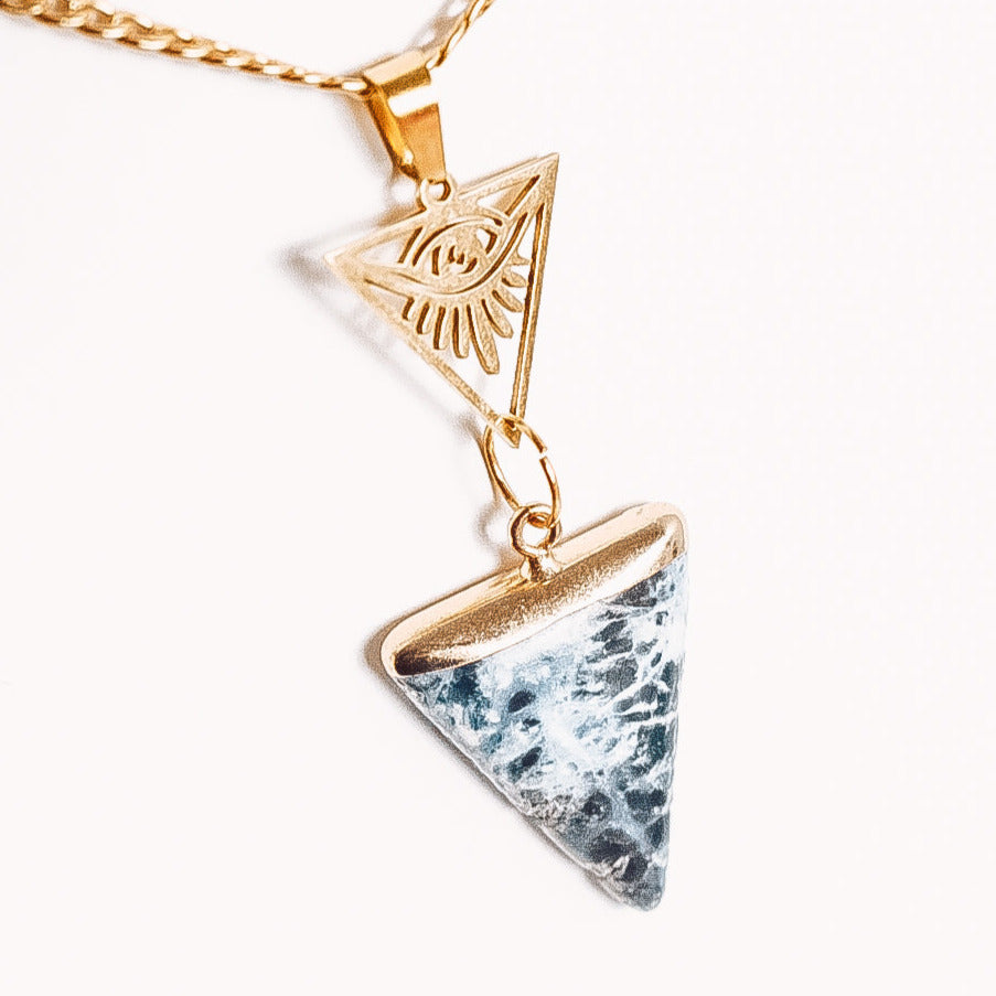 Evil Eye Triangle Crystal Pendant Necklace