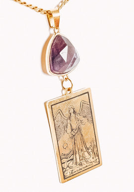 Abstract Crystal Tarot Card Pendant Necklace