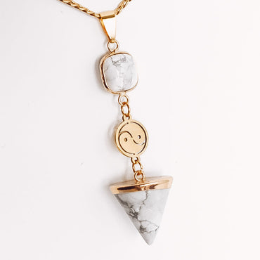 Howlite Yin-Yang Cone Sautoir Necklace